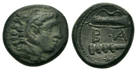 Kings of Macedon. Alexander III 'the Great' (336-323 BC). Æ (16mm, 5.20g), uncertain mint in Macedon, circa 325-310. Head of youthful Herakles to righ...