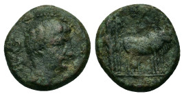 Augustus (27 BC-14 AD). Macedon, Philippi. Æ (18,5mm, 5,3g). Bare head r. R/ Two priests plowing r. RPC I, 1656.