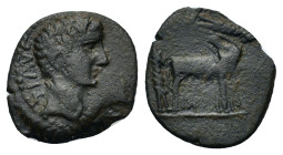 Tiberius (14-37). Macedon, Philippi. Æ (16mm, 2.4g). Bare head r. R/ Two priests plowing r. RPC I, 1657.