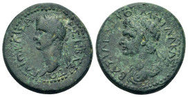 Kings of Thrace, Rhoimetalkes III, with Caligula. c. 38-46. Æ 25mm (11,40g.) ΒΑΣΙΛΕΥΣ ΡΟΙΜΕΤΑΛΚΑΣ, laureate and draped bust of Rhoemetalkes to left. R...
