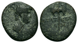 Nero (Caesar, AD 50-54). Lydia, Thyateira. Æ (16,7mm, 2.8g). Bareheaded bust of youthful Nero r. R/ Labrys. RPC I, 2381; SNG von Aulock 4268; SNG Cope...