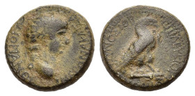 Nero (54-68). Phrygia. Amorium. Æ (25,5mm, 6.5g). Lucius Julius Katon, magistrate. Laureate head right. R/ Eagle standing right. RPC I 3240; SNG Copen...