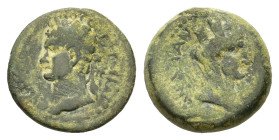 Domitian (81-96). Cilicia, Anazarbus. Æ (23,6mm, 4.3g), year 112 (93/4). Laureate head of Domitian l.; star behind. R/ Turreted, veiled and draped bus...