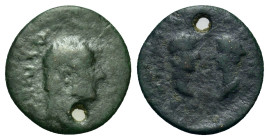 Hadrian with Sabina (117-138). Mysia, Parium. Æ ( 15,4mm, 1.6g). Bare head of Hadrian r. R/ Bare head of Hadrian and draped bust of Sabina facing one ...