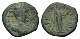 Hadrianus (117-138). Pamphylia, Perge. Æ (15,2mm, 2.31g) ΑΔΡΙΑΝΟϹ ΚΑΙϹΑΡ; laureate head of Hadrian, r., with drapery on l. Shoulder. R/ ΑΡΤΕΜΙΔΟϹ ΠΕΡΓ...