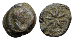 Hadrian (117-138). Egypt, Alexandria. Æ Dichalkon (13mm, 1.19g). Laureate bust r., slight drapery. R/ Large eight-rayed star. Cf. RPC III 5710. Good F...