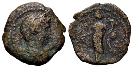 Hadrian (117-138). Æ Diobol (23,3mm, 5.3g), uncertain year. Egypt, Alexandria. Laureate, draped and cuirassed bust r., seen from behind. R/ Tyche stan...