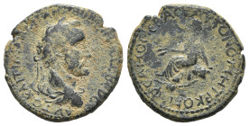 Antoninus Pius (138-161). Commagene, Samosata. Æ (24mm, 9.06g, 12h). Laureate, draped and cuirassed bust r. R/ Turreted Tyche seated l. on rock, holdi...