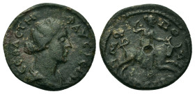 Faustina Junior (Augusta, 147-175). Macedon, Amphipolis. Æ (19mm, 4.40g). CEBACTH ΦΑΥCTEINA Draped bust of Faustina II to right, her hair bound with p...