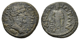 Septimius Severus (193-211). Lydia. Acrasus. Æ (17,7mm, 3g). AV K Λ CЄΠ CЄOVHPOC. Laureate head right.
R/ AKPACIΩTΩN. Asklepios standing facing, head ...