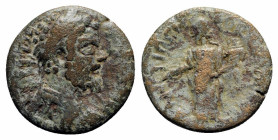 Septimius Severus (193-211). Pisidia, Antioch. Æ (22mm, 5.36g, 6h). Laureate and cuirassed bust r. R/ Tyche standing l., holding branch and cornucopia...