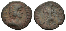 Julia Domna (Augusta, 193-217). Pisidia. Antioch. Æ (23mm, 5g). IVLIA AVGVSTA. Draped bust right. R/ COL MEN ANTIOC. Mên standing facing, head right, ...