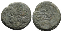 Anonymous, Rome, after 211 BC. Æ As (31mm, 20.08g, 3h). Laureate head of Janus. R/ Prow of galley r. Crawford 56/2; RBW 200-2. Green patina, Good Fine...