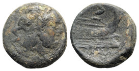 Anonymous, Rome, after 211 BC. Æ Semis (26mm, 16.72g, 2h). Laureate head of Saturn r. R/ Prow of galley r.; S above. Crawford 56/3; RBW 203-4. Fine