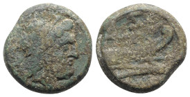 Anonymous, Rome, after 211 BC. Æ Semis (26mm, 17.92g, 9h). Laureate head of Saturn r. R/ Prow of galley r.; S above. Crawford 56/3; RBW 203-4. Green p...