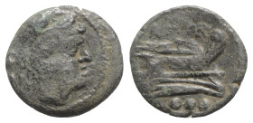 Anonymous, Rome, after 211 BC. Æ Quadrans (20mm, 4.43g, 6h). Head of Hercules r. R/ Prow of galley r. Crawford 56/5; RBW 209. Good Fine - near VF