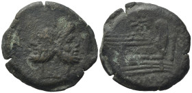 Anonymous (first star series), Rome, 206-195 BC. Æ As (30,55 mm, 18,31 g). Laureate head of Janus. R/ Prow r.; above, star; below, ROMA. Crawford 113/...