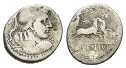 Cn. Lentulus Clodianus, Rome, 88 BC. AR Denarius (17mm, 3.7g). Helmeted bust of Mars r., seen from behind. R/ Victory driving biga r., holding wreath ...