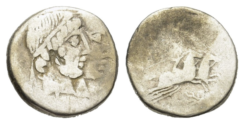 C. Censorinus, 88 B.C. Jugate heads of Numa Pompilius and Ancus Marcius, AR Dena...