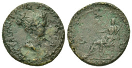 Julia Titi (Augusta 79-90/1). Æ Dupondius (26,4mm, 11.1g), Rome, 80-81. IVLIA IMP T AVG F AVGVSTA Draped bust of Julia Titi to right, her hair tied up...