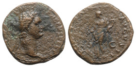 Domitian (81-96). Æ As (27mm, 12.60g, 6h). Rome, 90-1. Laureate head r. R/ Fortuna standing l., holding rudder and cornucopiae. Cf. RIC II 707. Fine