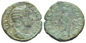 Julia Mamaea (Augusta, 222-235). Æ As (24mm, 6.81g, 12h). Rome, AD 228. Draped bust r., wearing stephane. R/ Felicitas standing l., legs crossed, hold...