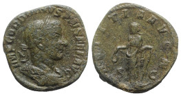 Gordian III (238-244). Æ Sestertius (31mm, 22.06g, 12h). Rome, AD 241. Laureate, draped and cuirassed bust r. R/ Laetitia standing facing, head l., ho...
