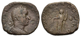 Trebonianus Gallus (251-253). Æ Sestertius (28mm, 19.20g). Rome, 251-2. Laureate, draped and cuirassed bust r., seen from behind. R/ Libertas standing...