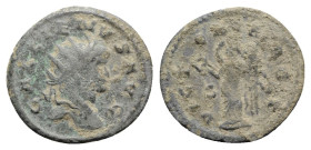 Gallienus (253-268). AR Antoninianus (22mm, 3.58g, 6h). Rome, 265-7. Radiate head r. R/ Victory standing l., holding wreath and palm branch; S in l. f...