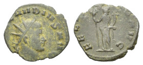 Claudius II (268-270). Radiate (17mm, 1.8g). Rome, 268-270. Radiate head r. R/ Felicitas standing l., holding caduceus and cornucopia; B to r. RIC V 3...