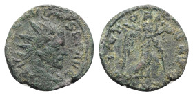 Claudius II (268-270). Radiate (19mm, 2.93g, 12h). Mediolanum. Radiate, draped and cuirassed bust r. R/ Victory running r. holding wreath and palm. Cf...