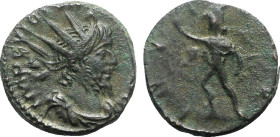 Victorinus (269-271). Radiate (18mm, 5.02g, 12h). Treveri, AD 270. Radiate, draped and cuirassed bust r. R/ Sol advancing l., holding whip and raising...