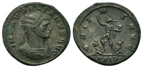 Aurelian (270-275). Antoninianus (23mm, 4.05g). Siscia, 274 AD. IMP C AVRELIANVS AVG, radiate and cuirassed bust to right. R/ ORIENS AVG, Sol advancin...