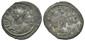 Probus (276-282). Radiate (24mm, 3.73g, 6h). Ticinum, AD 282. Radiate and mantled bust l., holding eagle-tipped sceptre. R/ Salus standing r., holding...