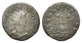 Probus (276-282). Radiate (21mm, 3.25g). Antioch, AD 280. Radiate, draped and cuirassed bust r. R/ Emperor standing r., holding sceptre, receiving Vic...