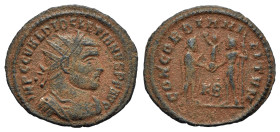 Diocletian (284-305). Radiate (21.5mm, 2.42g, 12h). Cyzicus, 295-9. Radiate, draped and cuirassed bust r. R/ Emperor standing r., holding sceptre and ...