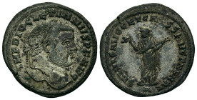 Diocletian (284-305). Æ silvered Follis (28,2mm, 9.77g). Carthage. ca. 299-303 AD. IMP C DIOCLETIANVS P F AVG, laureate head of Diocletian right. R/SA...