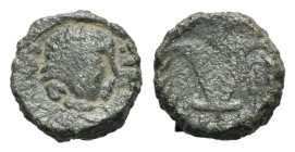 Justinian I (527-565). Æ 5 Nummi (9.5mm, 1.27g, 12h). Imitative (Sicilian?) mint, 538-565. Diademed, draped and cuirassed bust r. R/ Large V within wr...