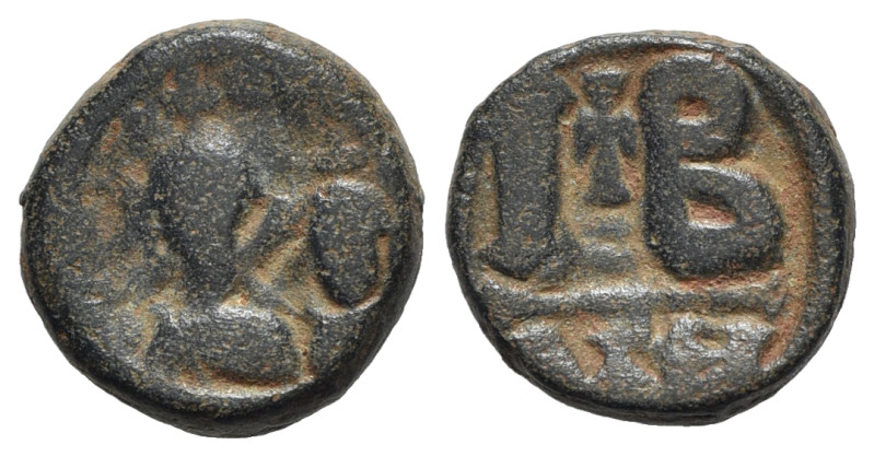 Heraclius (610-641). Æ 12 Nummi (15mm, 5.20g, 1h). Alexandria, 613-8. Crowned an...