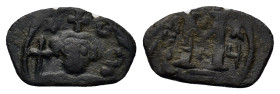 Constans II (641-688). Æ 40 Nummi (24,5mm, 3.2g). Constantinople, year 16 (AD 656/7). Crowned facing bust. R/ Large M; cross above, date across field....