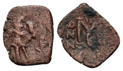 Constans II and Constantine IV (641-668). Æ 40 Nummi (22,5mm, 4.37g), year 16 (AD 656/7). Constantinople. Constans, holding long cross, and Constantin...