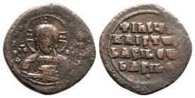 Anonymous, time of Basil II and Constantine VIII, c. 1020-1028. Æ 40 Nummi (31mm, 14.27g, 6h). Uncertain (Thessalonica?) mint. Facing bust of Christ P...
