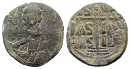 Anonymous, time of Romanus III (1028-1034). Æ 40 Nummi (31mm, 12.28g, 6h). Constantinople. Bust of Christ facing, holding Gospels. R/ Legend in three ...
