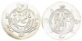 Abbasid Governors of Tabaristan, Anonymous "AFZUT" type. 782-800. AR 1/2 drachm (24mm, 1.85g). Tabaristan, 130 PYE. Crowned Sasanian-style bust right ...