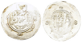 Abbasid Governors of Tabaristan, Anonymous "AFZUT" type. 782-800. AR 1/2 drachm (24,3mm, 1.9g). Tabaristan, 132 PYE. Crowned Sasanian-style bust right...