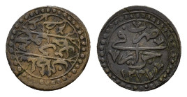 Ottoman Empire. Algeria. Mahmud II (AH 1223-1255/AD 1808-1839), BI 5 Asper. (17mm, 2.3g) Jaza'ir, AH 1237. KM 71.