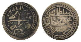 Ottoman Empire. Algeria. Mahmud II (AH 1223-1255/AD 1808-1839), BI 5 Asper. (20,8mm, 2.2g) Jaza'ir, AH 1242. KM 71.