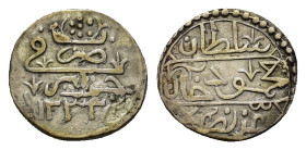 Ottoman Empire. Algeria. Mahmud II (AH 1223-1255/AD 1808-1839), AR 1/3 Budju. (18,3mm, 3.4g) Jaza'ir, AH 1232. KM 62.
