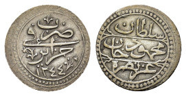 Ottoman Empire. Algeria. Mahmud II (AH 1223-1255/AD 1808-1839), AR 1/4 Budju. (20,7mm, 2.41g) Jaza'ir, AH 1242. KM 67.