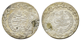 Ottoman Empire. Algeria. Mahmud II (AH 1223-1255/AD 1808-1839), AR 1/3 Budju. (22,8mm, 3g) Jaza'ir, AH 1245. KM 78; Lecompte 16a.